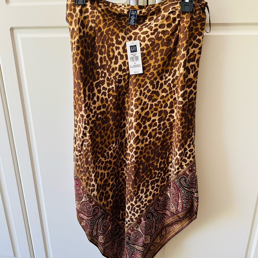 GAP Brown Black Asymmetrical Pencil Skirt Midi Resort Wear